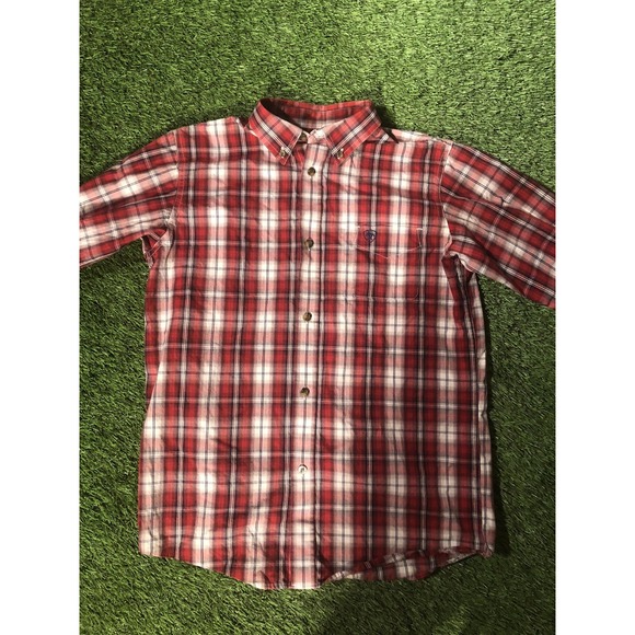 Ariat Shirt Boys L Long Sleeve Button Pro Series Plaid Western Workwear Youth - Picture 1 of 5